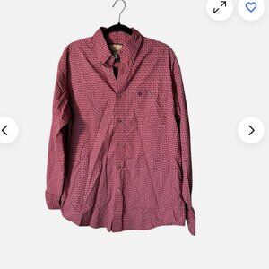 Wrangler Men's Large Red Paisley Print Button Front Cotton Blend Shirt Western